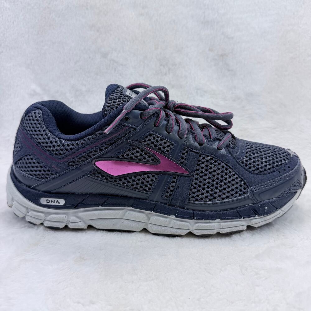 Brooks Addiction 12 Women's Navy Pink Running Shoes Size 10 Wide Athletic Shoe